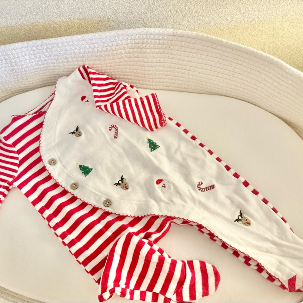 Mud Pie Red and White Striped Baby Onesie